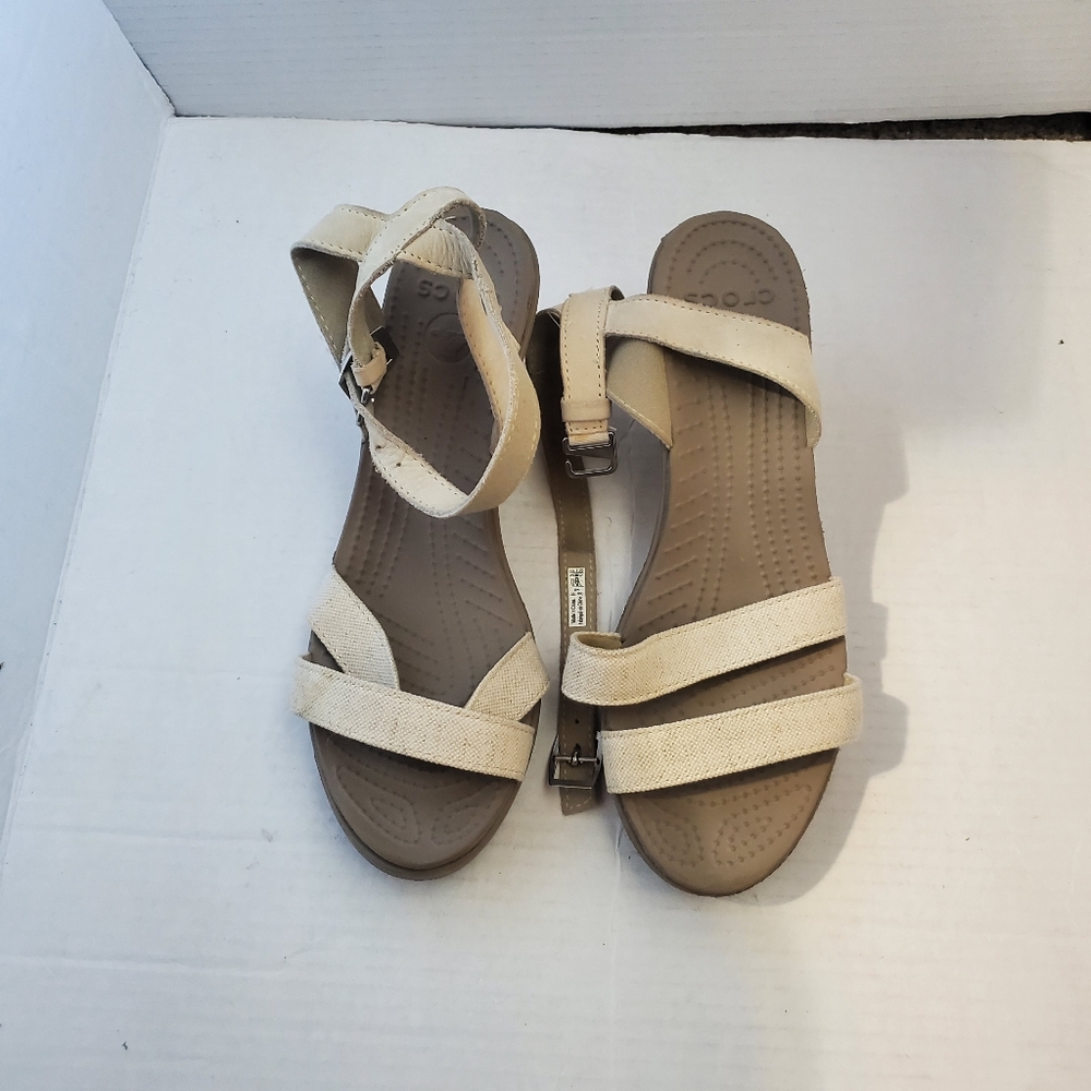 CROCS Women's Beige Wedge Sandals